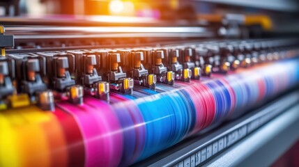 Close-Up of High-Speed Inkjet Printer Cartridges