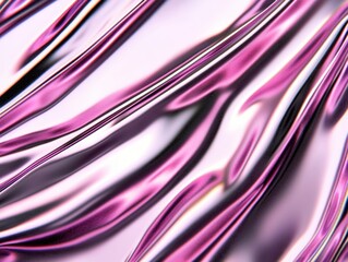 Obraz premium Minimalist liquid chrome textures reflecting neon lights, forming a cyberpunk-inspired futuristic backdrop