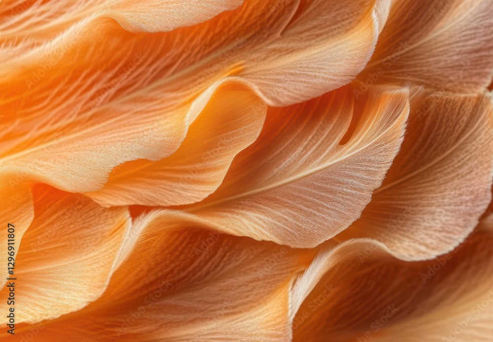 Poster gentle curves of delicate orange feathers creating a soft and textured background for artistic and c
