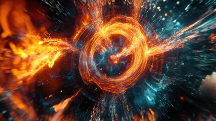 Obraz premium Abstract digital hacking concept with dynamic glowing visuals