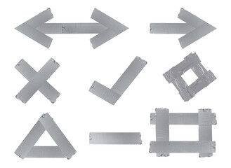 set of geometric shapes and arrows made from reinforced tape isolated from background