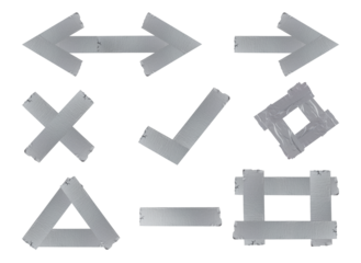 set of geometric shapes and arrows made from reinforced tape isolated from background