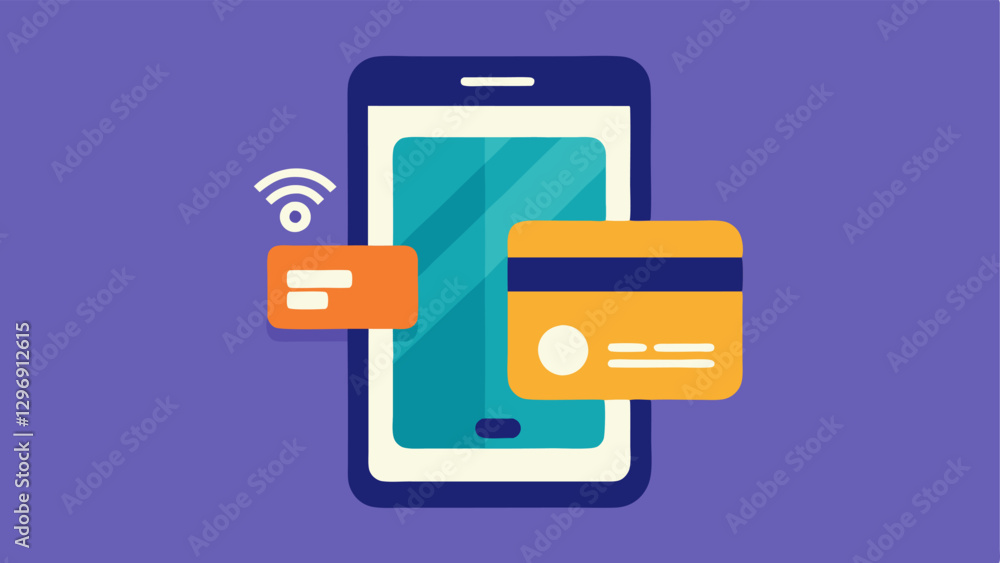 Poster smartphone with wallet icon a stylized smartphone displaying a digital wallet icon on its screen sym