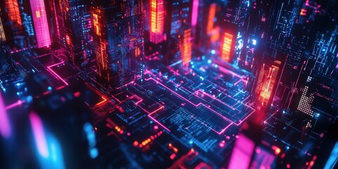 Fototapeta premium Abstract IT concept showcasing digital networks and connections