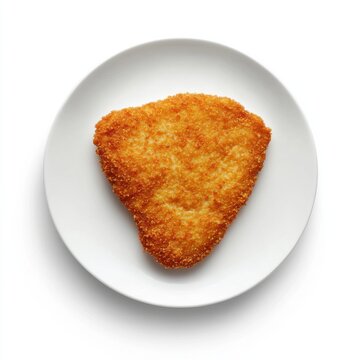 Photorealistic topdown view of Cotolette alla Milanese on white plate