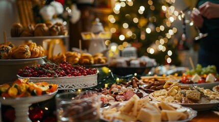Festive table with a variety of appetizers creating a joyful and abundant atmosphere