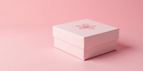 Obraz premium A delicately designed pink gift box with a floral emblem, perfect for presenting a cherished item or a thoughtful surprise