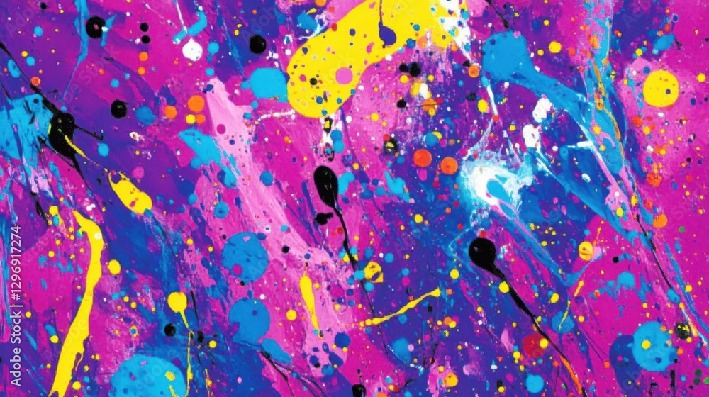 Poster dynamic ink splashes on abstract canvas background