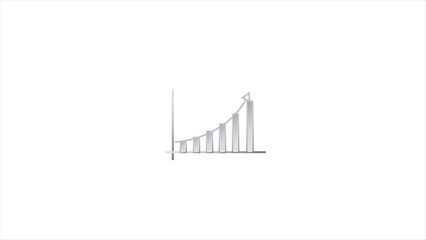 Abstract financial chart with moving up arrow graph in stock market on white background.