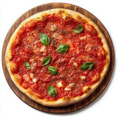 Photorealistic topdown view of Pizza Marinara in rustic style