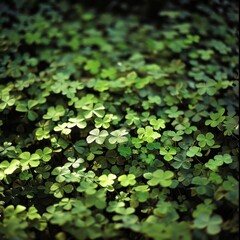 Fototapeta premium Lush Green Clover Covering Ground in Natural Outdoor Setting