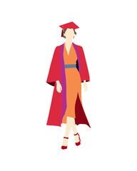Flat vector people and illustration, woman with graduation outfit