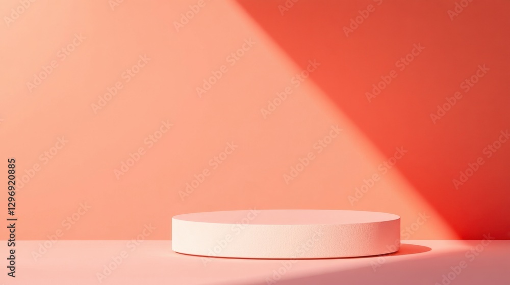 Aufkleber peach-colored product display platform in a studio with bright lighting for simple presentation