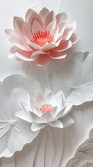 there are two paper flowers that are on a wall