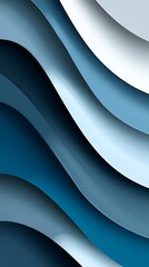 Abstract background features layered curved shapes in different shades of blue