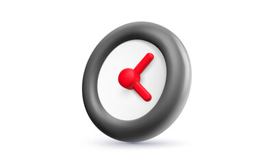 Vector realistic illustration of round wall watch with face and timer. 3d cartoon style minimal modern design of business alarm clock icon with red arrow. Success time management for fast delivery