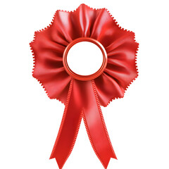 Elegant Red Award Ribbon with Decorative Rosette for Competitions, Achievements, and Celebrations