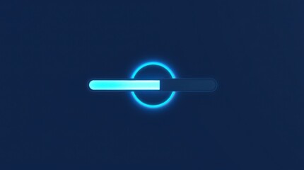 Glowing loading bar on a dark blue background. Modern style. Progress indicator. Futuristic technology.
