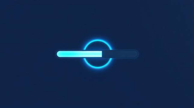 Glowing loading bar on a dark blue background. Modern style. Progress indicator. Futuristic technology. - Powered by Adobe