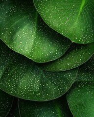 Obraz premium Lush green leaves with water droplets nature scene close-up vibrant environment natural beauty