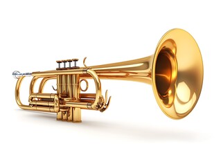 Obraz premium there is a golden trumpet with a silver bell on a white background