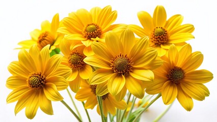 Naklejka premium Vibrant Yellow Flowers Isolated on Pure White Background - Perfect for Spring Designs