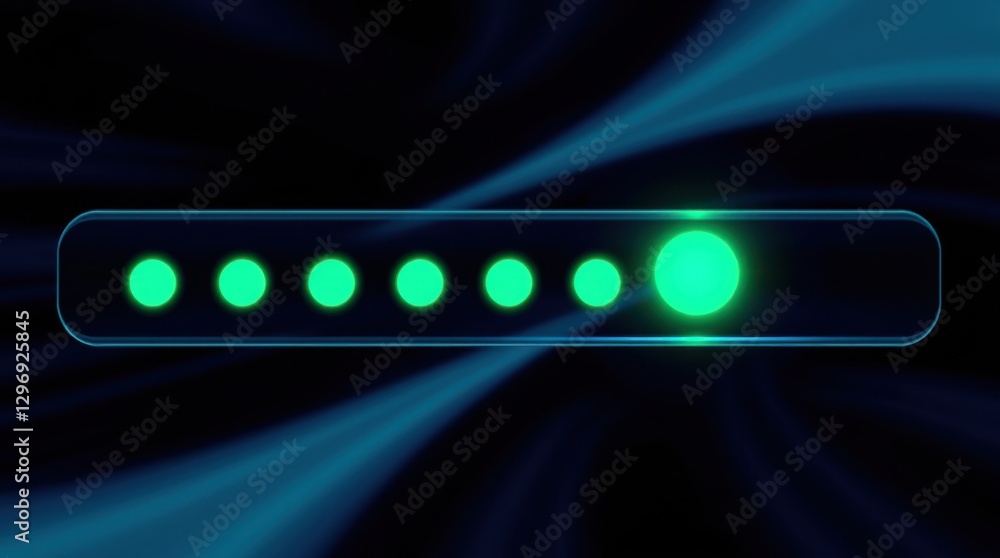 Poster a progress bar glows with green lights, hinting at digital processes or system updates against a dar