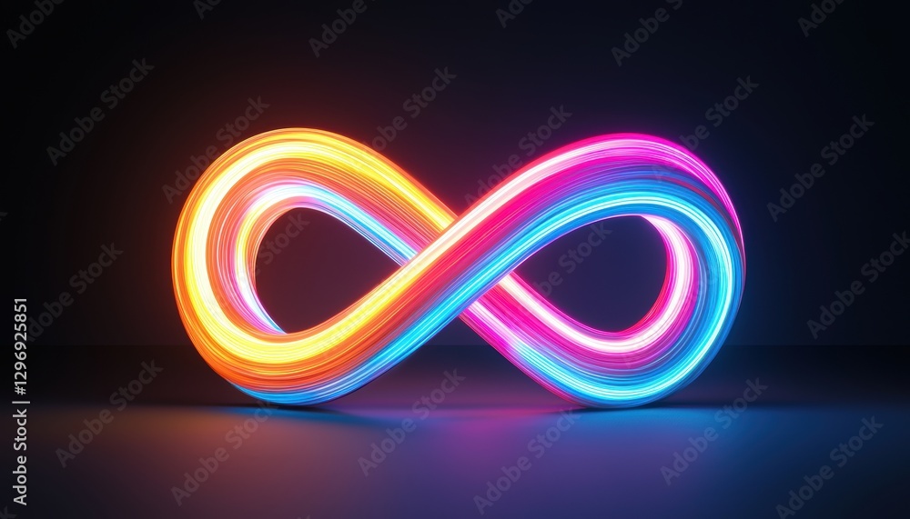 Poster abstract neon streaks casting soft glows over a dark gradient, forming a dynamic futuristic minimali