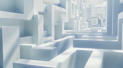 Intricate White Wall Labyrinth Creating a Complex Visual Illusion