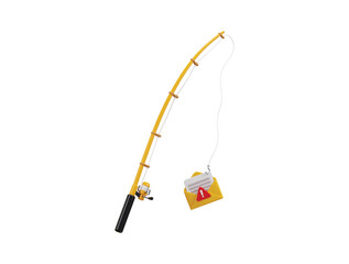 Phishing email icon on cyber security, Hacker attacks a mobile with a fake message icon 3d render illustration	