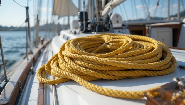 Sailing preparation tying ropes on a yacht marina photography calm waters close-up nautical adventure