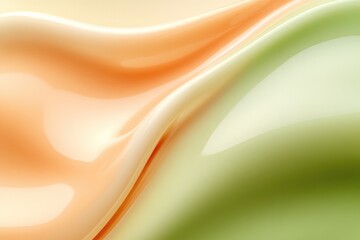 Soft curves blend shades of peach and green, creating soothing a