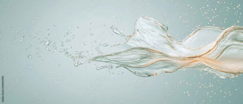 Poster cascading water splash action studio setting light environment close-up view fluid dynamics concept
