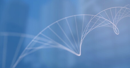 DNA strand and binary coding, scientific data processing image