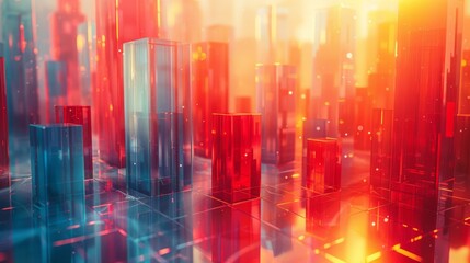 Futuristic urban landscape in vibrant colors.