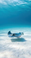 Majestic Stingray Gliding Through Crystal Clear Waters