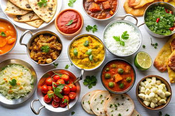 Delicious Indian Cuisine Dishes Displayed on a Table