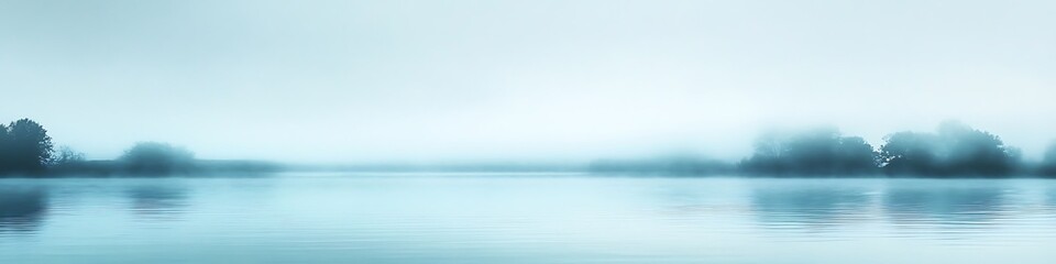 Fototapeta premium A serene, foggy morning with a clear sky and space for text