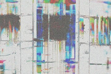 Glitch camera effect. Retro VHS background. Old video template. No signal. Static TV noise, bad TV signal.	