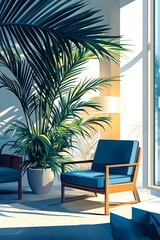 Fototapeta premium Simple sofa chairs in modern living rooms