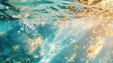 Underwater perspective capturing beautiful light reflections and water textures