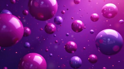 Abstract Purple and Pink Spheres Floating in a Vibrant, Sparkling Background Featuring a Dynamic Composition of Glossy Orb Clusters