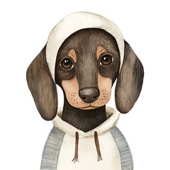 there is a drawing of a dog wearing a hoodie