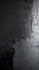 there is a black and white photo of a fire hydrant in the rain