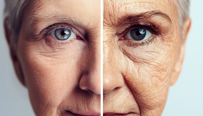 there are two pictures of a woman with wrinkles and wrinkles