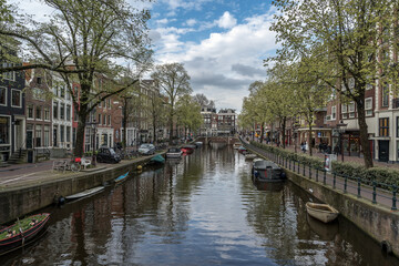 Les canaux d' Amsterdam au printemps , Pays-Bas