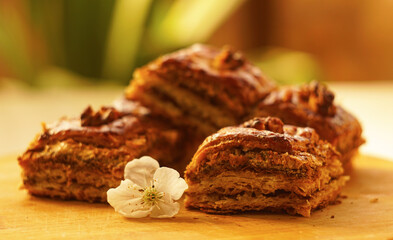 Walnut baklava, Ramadan dessert, on the table