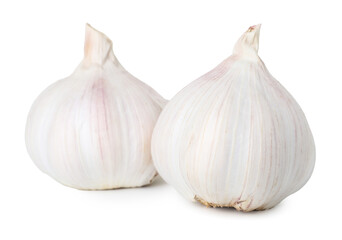 Fresh garlic bulbs isolated on white. Vegetable root