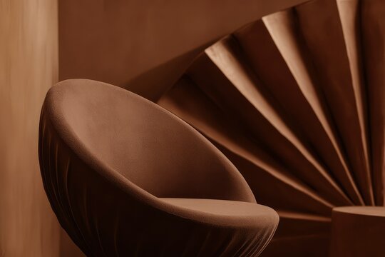 chic velor chair on the background of plain walls in a trendy color
