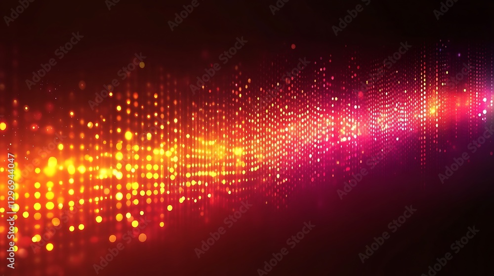 Poster abstract background with glowing light particles and bokeh effects